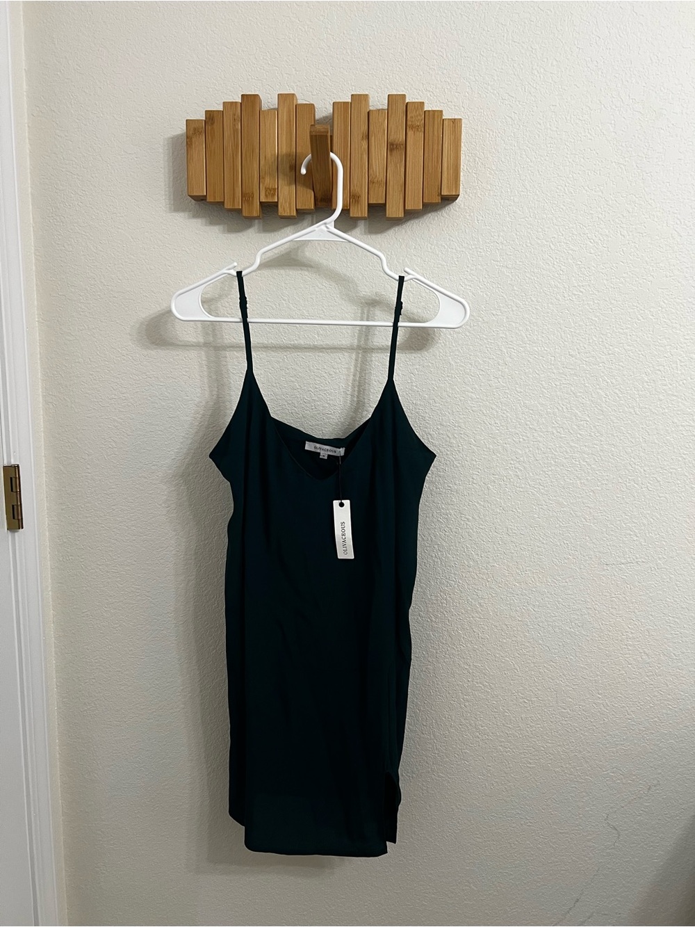 Olivaceous Emerald Green Silk-Blend Spaghetti Strap Camisole